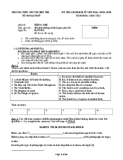 Kì thi chọn đội tuyển chính thức dự thi HSG quốc gia lớp 12 THPT Chuyên Bến Tre THPT năm 2020 môn thi Tiếng Anh