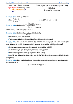 Đề thi HK2 Toán 11 năm học 2016 – 2017 trường THPT Chu Văn An – Hà Nội