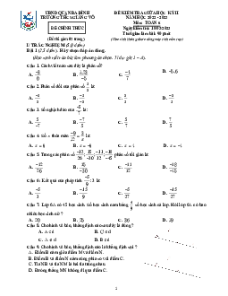 Đề giữa học kỳ 2 Toán 6 năm 2022 – 2023 trường THCS Giảng Võ – Hà Nội