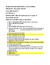 Đề Thi Cuối Khóa Điều Dưỡng Cơ Bản | Đại học Y khoa Phạm Ngọc Thạch