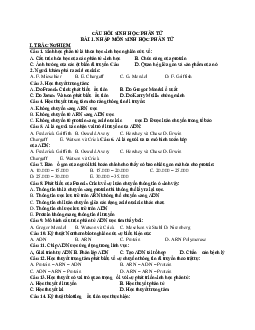 Đề cương câu hỏi trắc nghiệm ôn tập Sinh học phân tử | Đại học Y dược thành phố Hồ Chí Minh