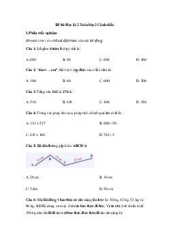 Đề thi Toán lớp 2 học kỳ 2 năm 2023 - Đề 3 | Cánh Diều