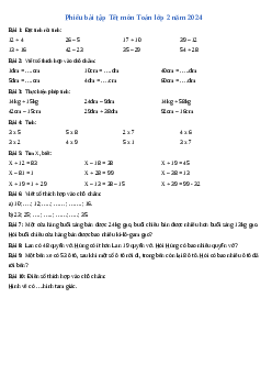 Bài tập Tết môn Toán lớp 2 năm 2023 - 2024