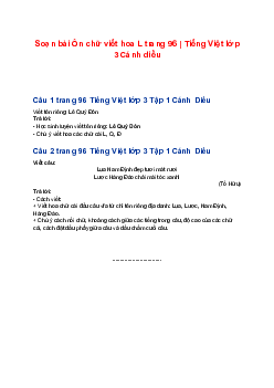 Soạn bài Ôn chữ viết hoa L trang 96 | Tiếng Việt lớp 3 Cánh diều