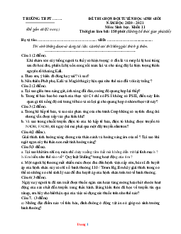 Đề thi chọn đội tuyển HSG năm 2020-2021 môn sinh 11 (có đáp án và lời giải chi tiết)