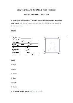 Sách bài tập Family and Friends 4 Starter lesson 2