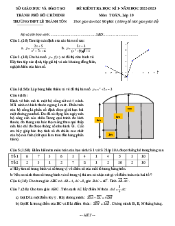 Đề học kì 1 Toán 10 năm 2022 – 2023 trường THPT Lê Thánh Tôn – TP HCM