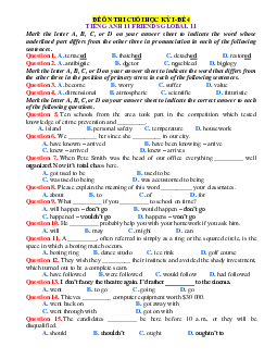 Đề kiểm tra học kỳ 1 Tiếng Anh 11 friends global -Đề 4