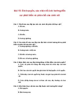 Trắc nghiệm Địa lí 10 Bài 15 Chương 6 | Chân trời sáng tạo