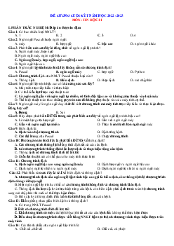 Đề cương ôn tập môn Tin 11 học kỳ 1 năm 2022-2023