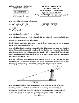 Đề thi học kỳ 1 Toán 9 năm 2019 – 2020 phòng GD&ĐT Bình Chánh – TP HCM