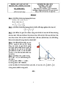 Đề thi HK2 Toán 8 năm 2019 – 2020 trường THCS Thông Tây Hội – TP HCM
