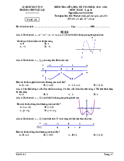 Đề giữa học kỳ 1 Toán 12 năm 2023 – 2024 trường THPT Lê Lợi – Kon Tum