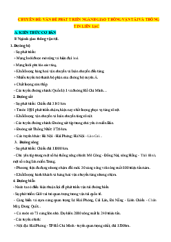 Chuyên đề phát triển ngành giao thông vận tải và thông tin liên lạc ôn thi tốt nghiệp THPT (có đáp án)