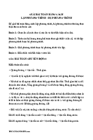 Chuyên đề giải toán bằng cách lập phương trình – hệ phương trình ôn thi vào lớp 10