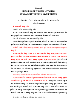 Bài giảng chương 2: Hàng hóa, trị trường và vai trò của các chủ thể tham gia thị trường