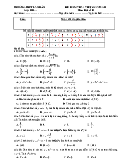 Đề kiểm tra 1 tiết Đại số 10 chương 2 năm 2018 – 2019 trường THPT Lao Bảo – Quảng Trị
