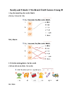 Family and Friends 3 Workbook Unit 8 Lesson 4 trang 59