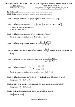 Đề kiểm tra tập trung HK1 Toán 10 năm 2018 – 2019 trường Marie Curie – TP. HCM