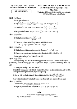 Đề giao lưu HSG Toán 8 năm 2022 – 2023 phòng GD&ĐT Lang Chánh – Thanh Hóa