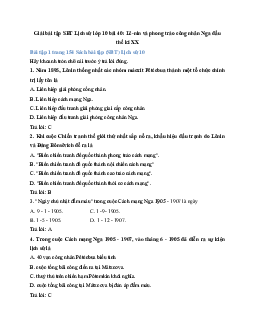 Giải bài tập SBT Lịch sử lớp 10 bài 40: Lê-nin và phong trào công nhân Nga đầu thế kỉ XX