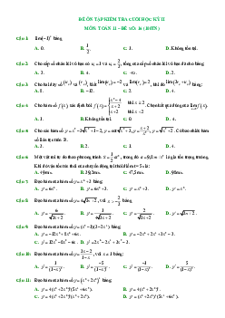 Top 11 đề ôn tập kiểm tra cuối học kỳ 2 môn Toán 11 (100% trắc nghiệm)