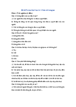 Đề thi Tin học lớp 3 học kì 1 - Đề 1 | Chân trời sáng tạo năm 2022-2023