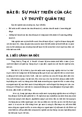 Bài 8 Sự phát triển của các lý thuyết quản trị | Môn Quản trị học đại cương - Đại học Bách Khoa Hà Nội