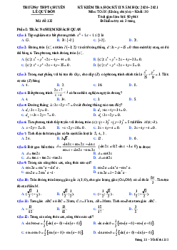 Đề thi HK2 Toán 10 năm 2020 – 2021 trường chuyên Lê Quý Đôn – Khánh Hòa