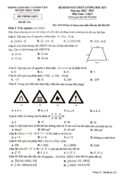 Đề học kì 1 Toán 6 năm 2022 – 2023 phòng GD&ĐT Trực Ninh – Nam Định