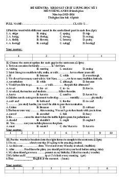 Đề thi học kì 1 môn Tiếng Anh 8 năm 2023 - 2024 sách Chân trời sáng tạo