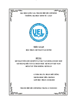 Tiểu luận: "Kế toán vốn chủ sở và việc vận dụng chuẩn mực kế toán quốc tế và chuẩn mực kế toán việt nam để xử lý tình huống kế toán"