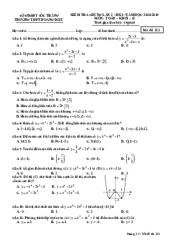 Đề kiểm tra chung Toán 12 lần 2 HKI năm 2018 – 2019 trường Hoàng Diệu – Sóc Trăng