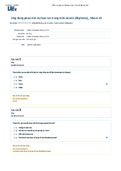 Đề thi giữa kỳ trắc nghiệm môn Dữ liệu lớn có đáp án | Đại học Sư phạm Kỹ thuật Thành phố Hồ Chí Minh