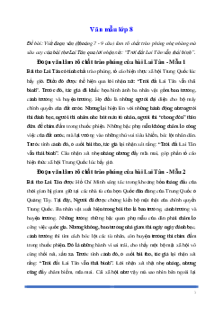 Văn mẫu Ngữ Văn lớp 8: Đoạn văn làm rõ chất trào phúng của Lai Tân qua lời nhận xét Trời đất Lai Tân vẫn thái bình | Kết nối tri thức