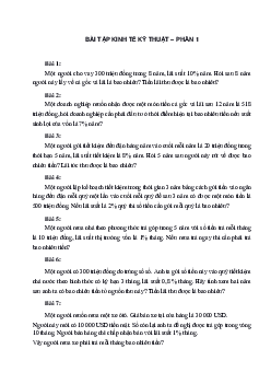 Đề cương bài tập tự luận ôn tập môn Kinh tế kỹ thuật | Đại học Xây dựng Hà Nội