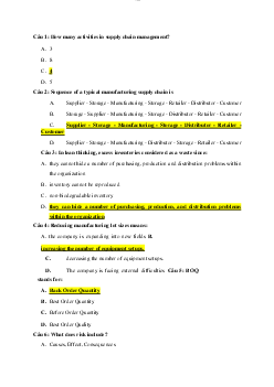 Đề cương câu hoỉ trắc nghiệm ôn tập môn Quản trị chuỗi cung ứng bằng tiếng Anh có đáp án