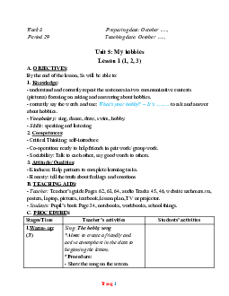 Giáo án Tiếng Anh 3 global success tuần 8