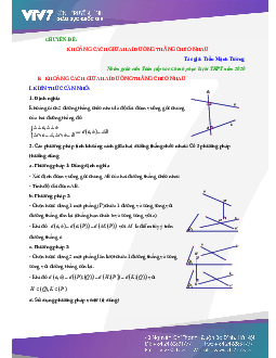 Chuyên đề khoảng cách giữa hai đường thẳng chéo nhau – Trần Mạnh Tường Toán 12