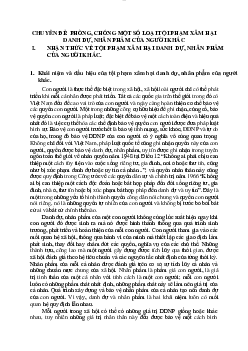 Chuyên đề: "Phòng chống một số loại tội phạm xâm hại danh dự, nhân phẩm của người khác"