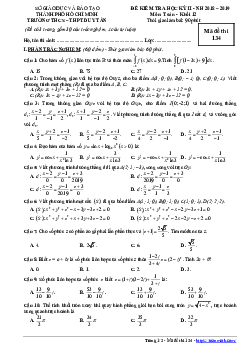 Đề thi học kì 2 Toán 12 năm 2018 – 2019 trường THCS – THPT Duy Tân – TP HCM