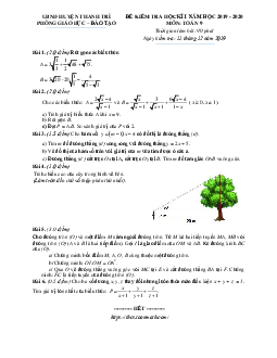Đề thi HK1 Toán 9 năm học 2019 – 2020 phòng GD&ĐT Thanh Trì – Hà Nội