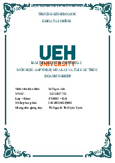 Bài thu hoạch chương 2 môn Sáp nhập, mua lại và tái cấu trúc doanh nghiệp  | Trường Đại học Kinh tế Thành phố Hồ Chí Minh