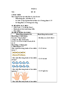 Giáo án Toán 1 - Tuần 6 | sách Vì sự bình đẳng và dân chủ trong giáo dục