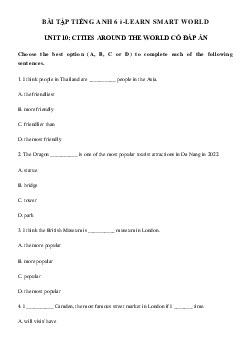 Bài tập tiếng Anh lớp 6 Unit 10 Cities around the world - Smart World