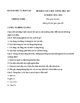 Đề thi học kì 1 môn Vật lí 10 năm 2023 - 2024 sách Chân trời sáng tạo đề 5