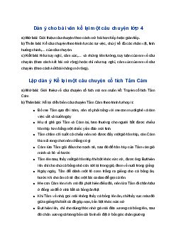Lập dàn ý Kể lại một câu chuyện cổ tích mà em yêu thích | Tập làm văn 4