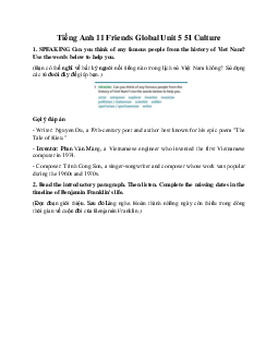 Giải Tiếng Anh 11 Unit 5 5I Culture | Friends Global