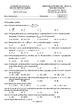 Đề thi giữa HK1 Toán 11 năm 2020 – 2021 trường THPT Hồ Nghinh – Quảng Nam