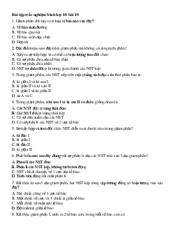 Trắc nghiệm Sinh học 10 bài 19: Giảm phân